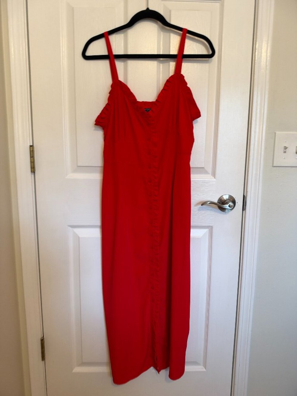 Topshop Ruffle Button-Front Dress Red US 10 - Picture 1 of 4